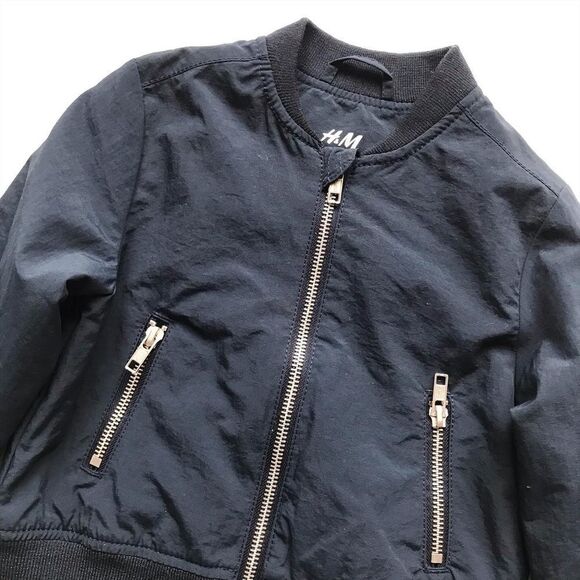 H&M navy blue bomber jacket EUC 1.5-2Y - Picture 2 of 5